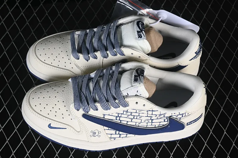All categories Air Jordan Jordan series basketball shoes Air Jordan 1 Low high-end customized low-top sneakers Air Jordan 1 Low AJ1 Joe 1 joint midnight blue high-end customized low-top retro basketball shoes LD2028-067